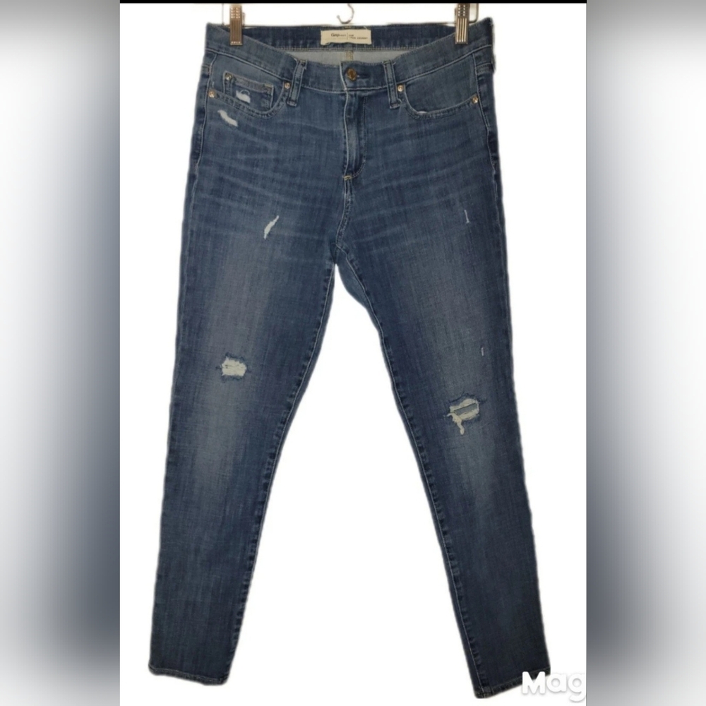 Gap True Skinny 30R Stretch Denim 5 Pocket Jeans Distressed